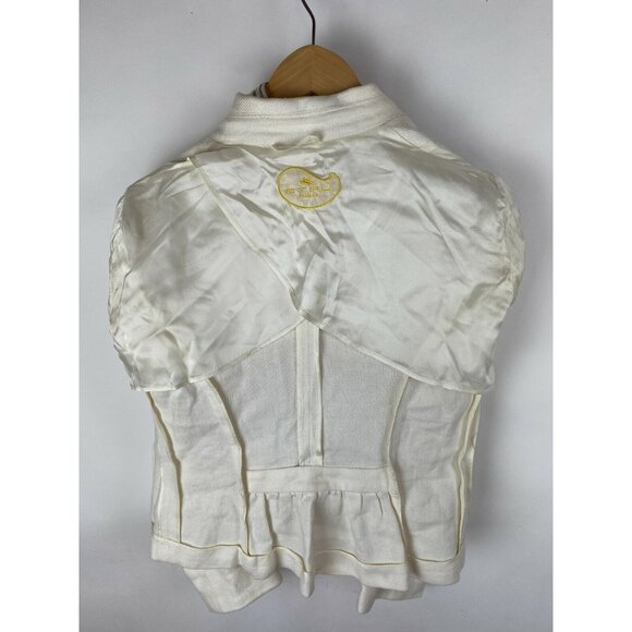 ETRO MILANO Cream Ivory Linen Silk Womens Tuxedo Blazer Jacket Sequins  Sz XS - Picture 10 of 12